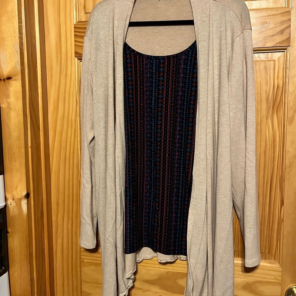 Beige Women's Tank and Sweater Cardigan 1 piece